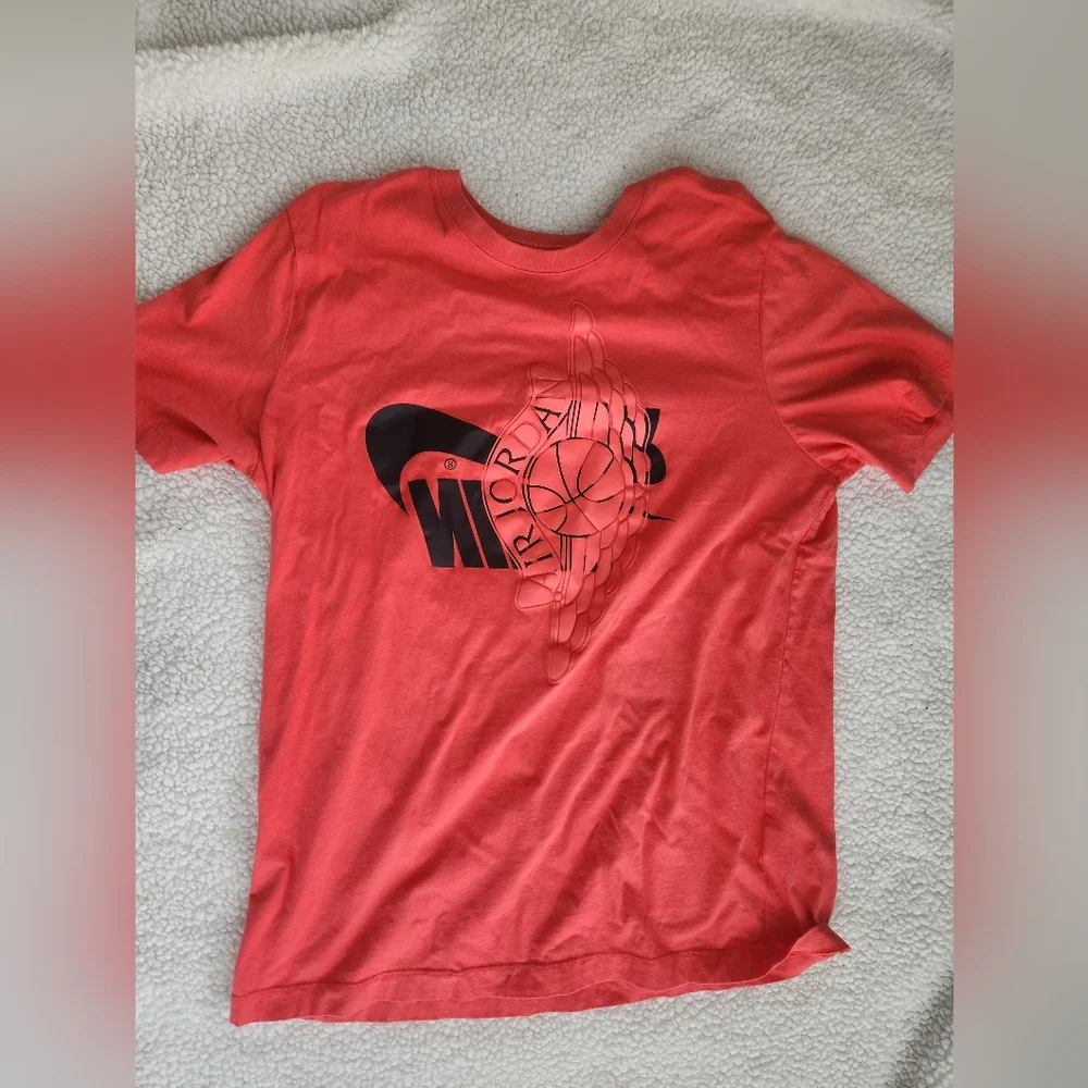 Air Jordan Shirt Adult Orange Futura Wings Swoosh Graphic Slim Fit Large